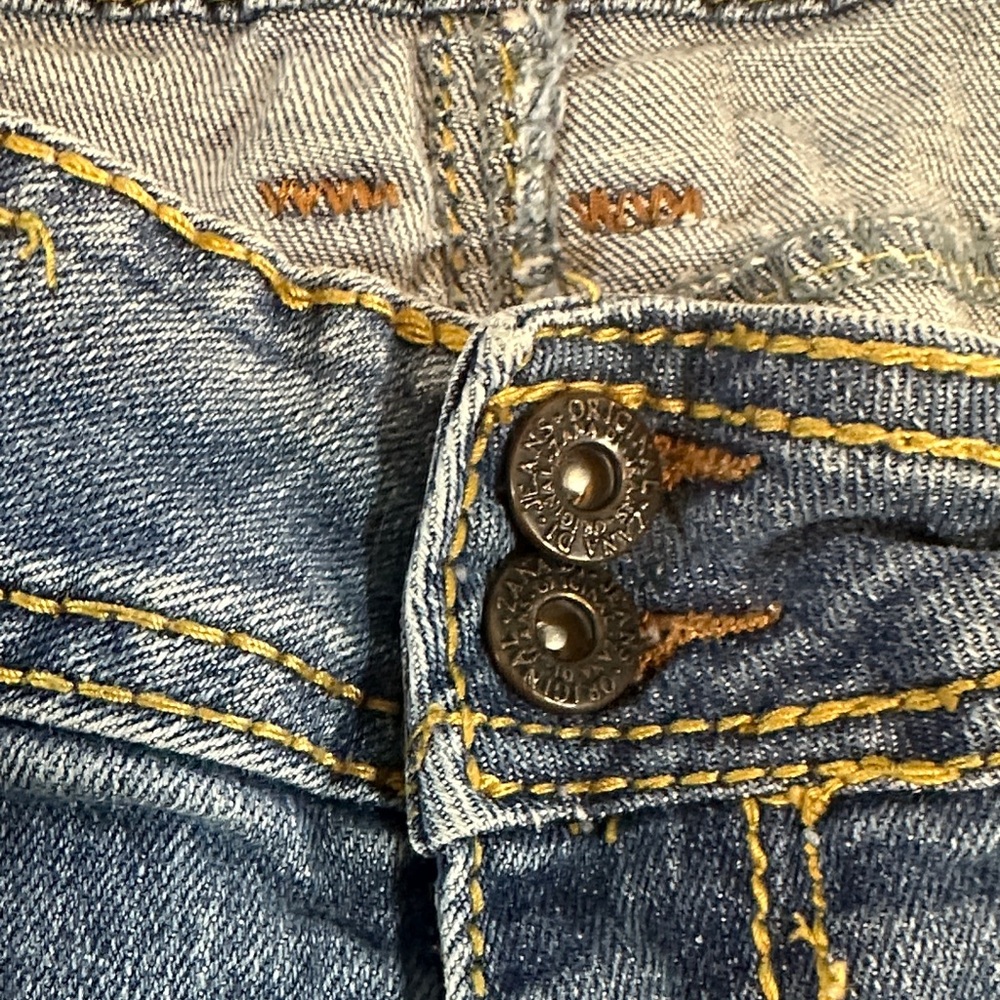 Zanadi Embellished Blue Jeans with Stretch and Slight Flare Size 24W Inseam 29” - Picture 5 of 10
